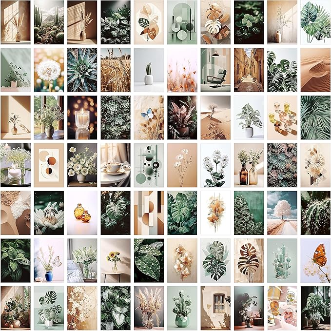 Aesthetic Wall Collage Kit | 70 Botanical Pictures | VSCO Girl Room Decor