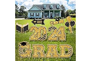 Graduation Yard Signs, Black and Gold Yard Decorations for 2024
