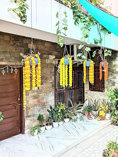 Miniatura 6 de Pretty Charming Flores artificiales de caléndula para decoración guirnaldas largas de caléndula para Toran Indian genda phool para bodas y