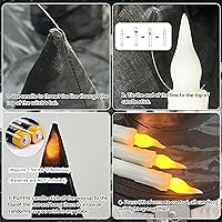 Vista 3 de Sombrero de bruja negro de Halloween con luz flotante iluminada con velas cónicas sin llama (con control remoto común) Murciélagos 3D calcomanías