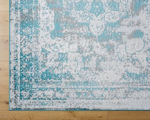 Miniatura 5 de Mark&Day - Alfombras Hubert de 9 x 12 pies, alfombra tradicional verde azulado, alfombra gris crema para sala de estar, dormitorio o cocina (8 pies