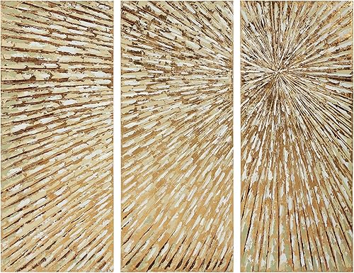 Empire Art Direct Arte abstracto para pared, lienzo pintado a mano con textura por Martin Edwards, tríptico, 48 x 20 cada uno, sol