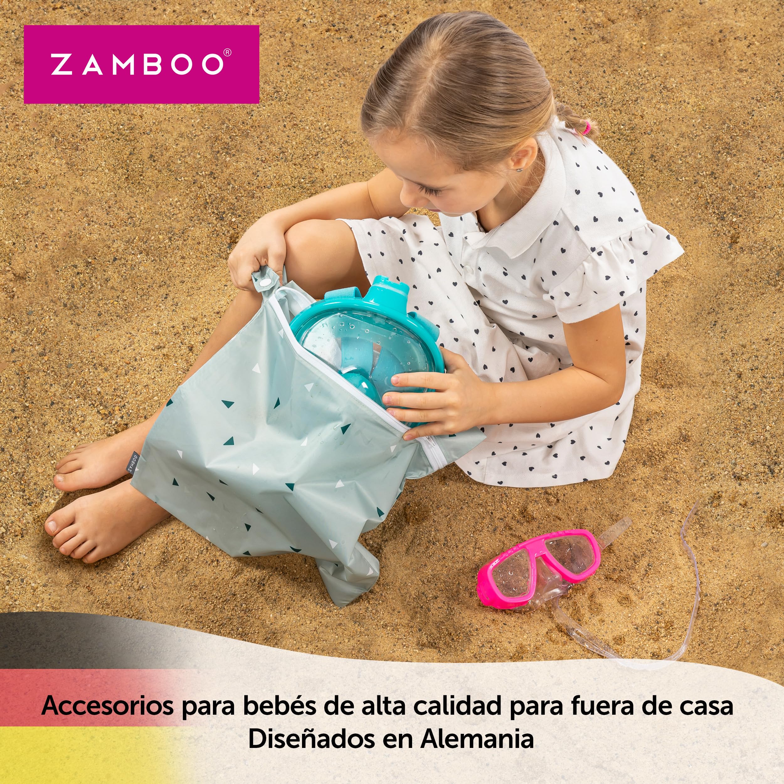 Zambo Bolsa Pañales Bebe Repelente al Agua 3 Uds, Bolsa Muda Guarderia Certificadas Sin Sustancias Nocivas, Set de Bolsas de Tela con Cremallera 3 Tamaños - Verde