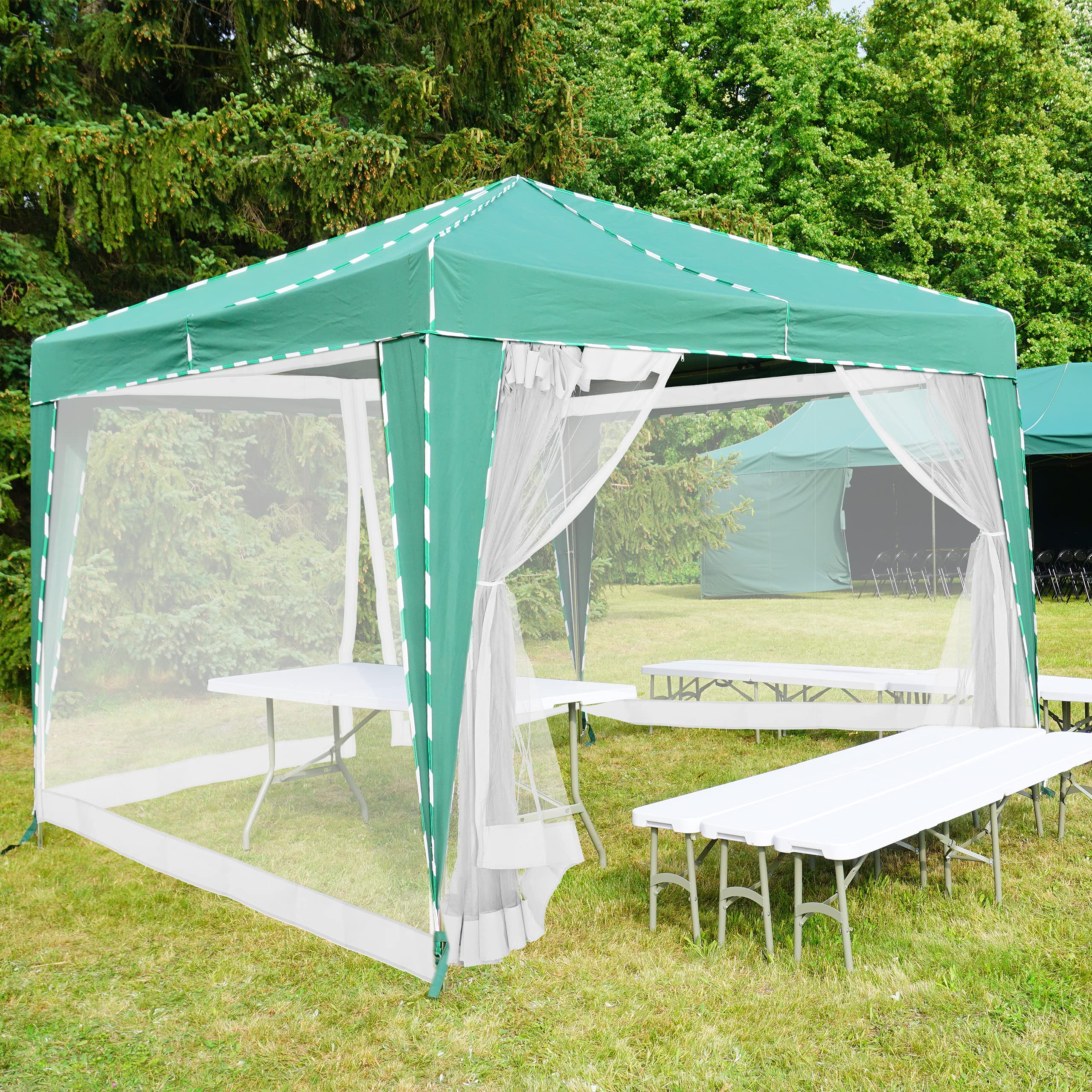 Relaxdays Set 2 Zanzariere per Gazebo 3x3m, 2x6m, con Cerniera, Bianco