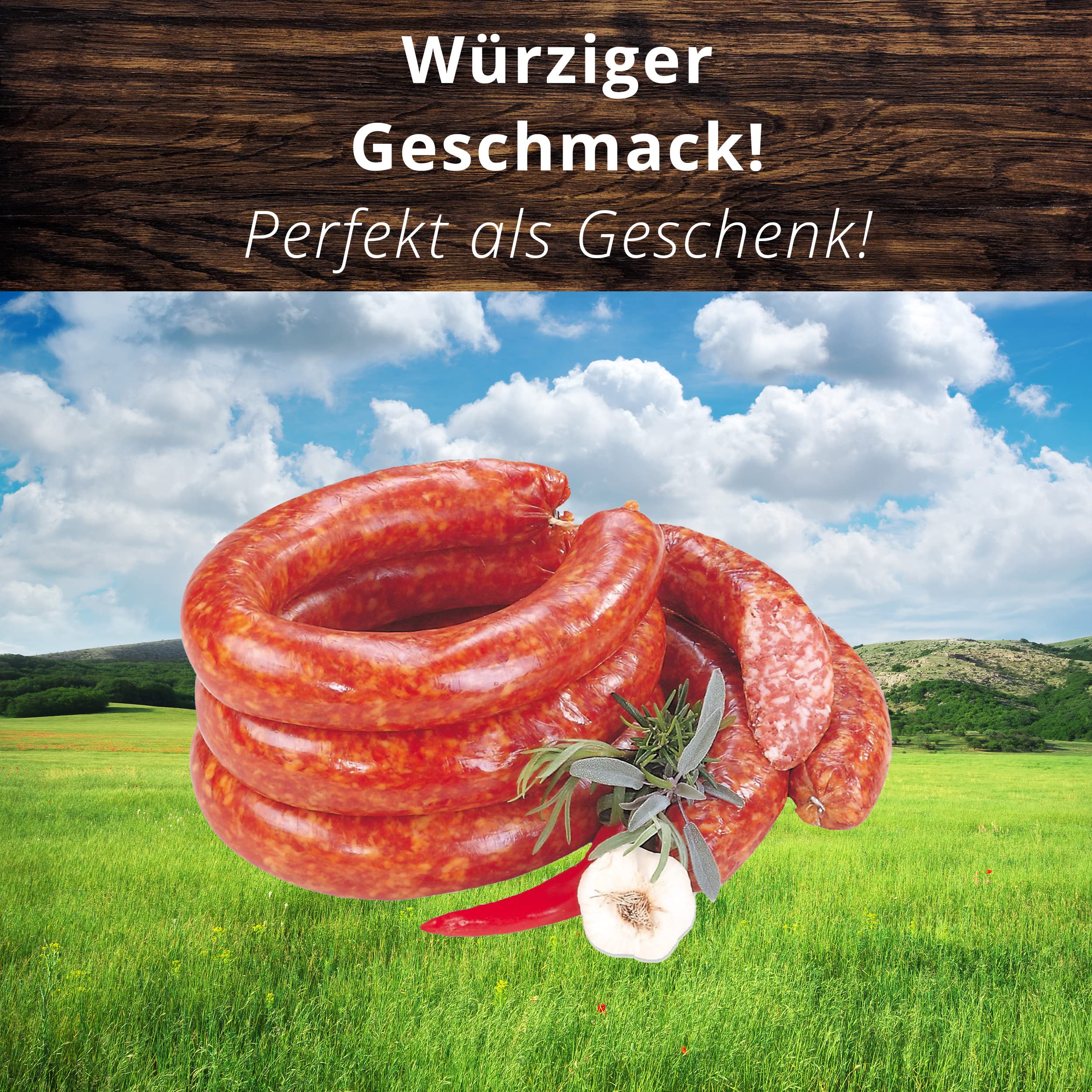 Grobe Mettwurst ca. 800g – Landmetzgerei Schiessl | Hausmacher Rohwurst aus eigener Herstellung