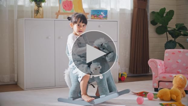 Amazon.com: Qaba Kids Plush Ride-On Rocking Horse with Bear