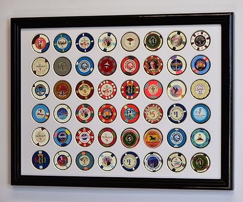 Miniatura 12 de Tenedor de la vitrina del marco de la moneda de la viruta del póker del casino 48 con el inserto coloreado negro