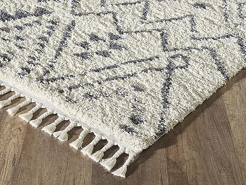 Miniatura 5 de Abani Willow Collection - Alfombra geométrica bohemia, rectangular, color marfil y gris, 4 x 6 pies, estilo tribal