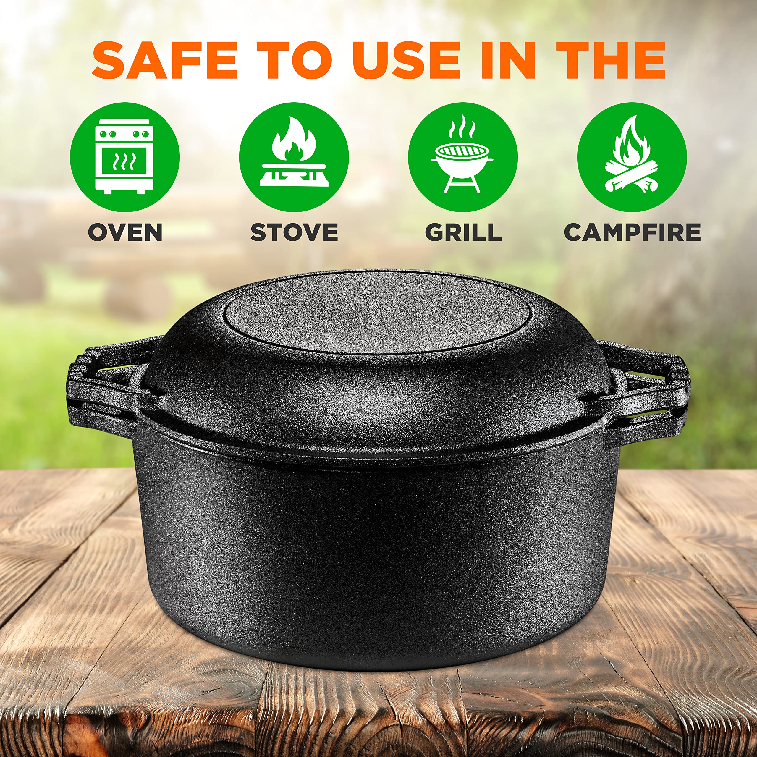 Snapklik.com : NutriChef Cast Iron Multi Cooker - Pre-Seasoned Non ...
