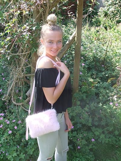 LONI Women's Faux Fur Crossbody Bag - Small Clutch With Detachable Straps, 22x14x4cm - View #14