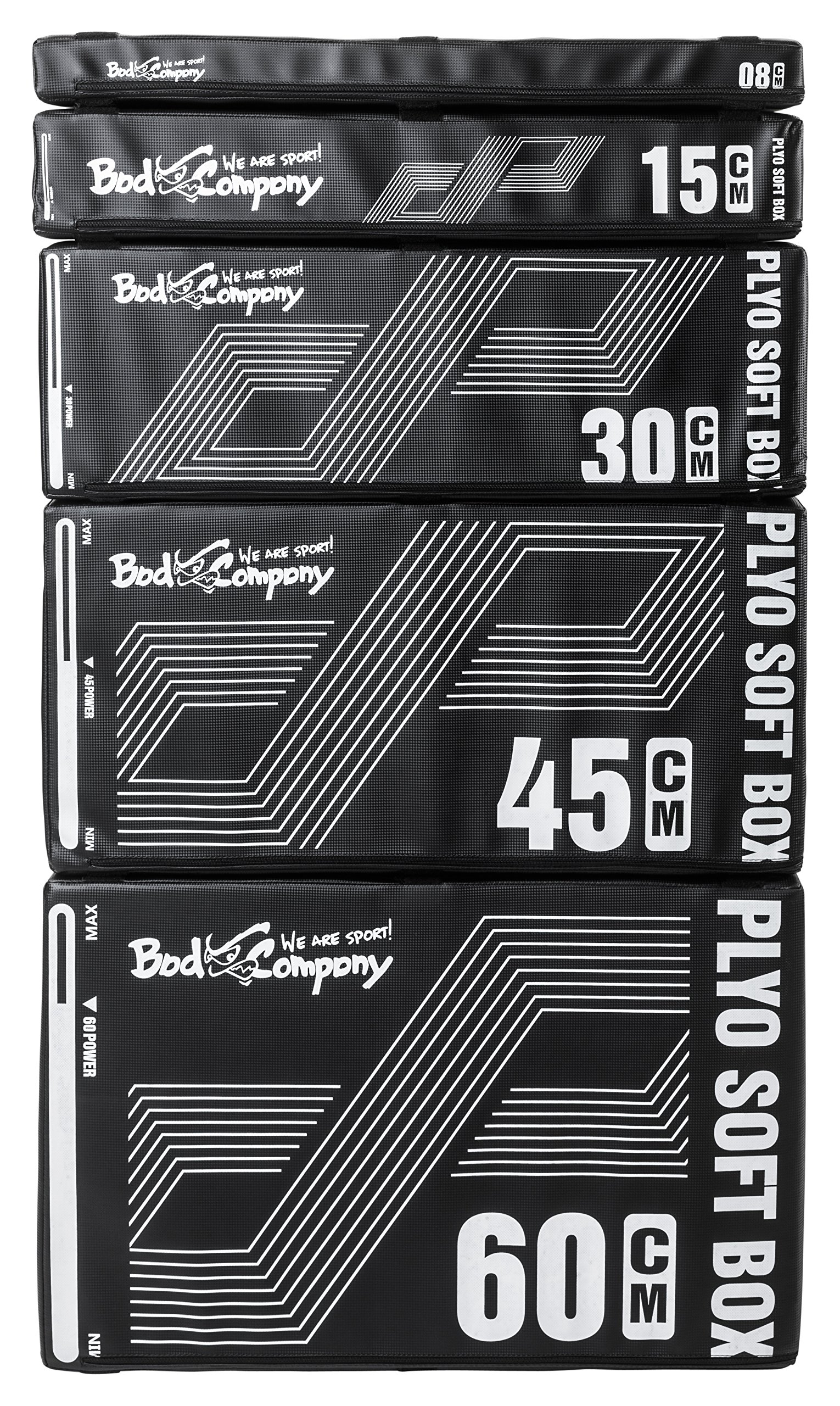 Bad Company Sprungkasten-Set I Soft Plyo-Box mit hartem Schaumkern im 5-teiligen Set mit Reißverschlüssen und Einer max. Sprungkraft von 158cm