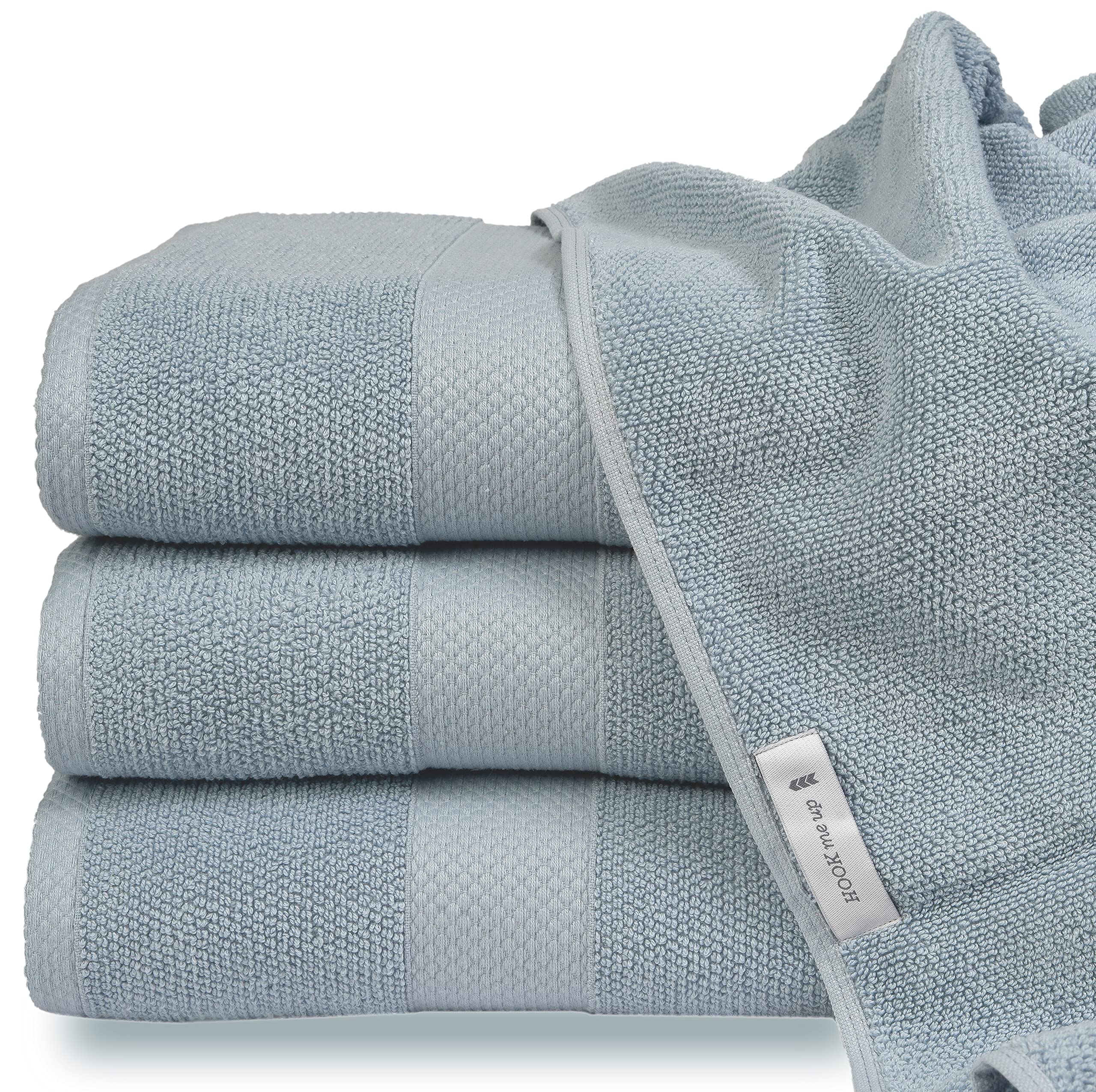MAURA Premium Bath Towels 100% Cotton 27x54 Ultra Absorbent Quick Dry 4 Pack Soft Terry Bath Towels Set for Bathroom, Hotel and Spa Quality, Serenity Blue