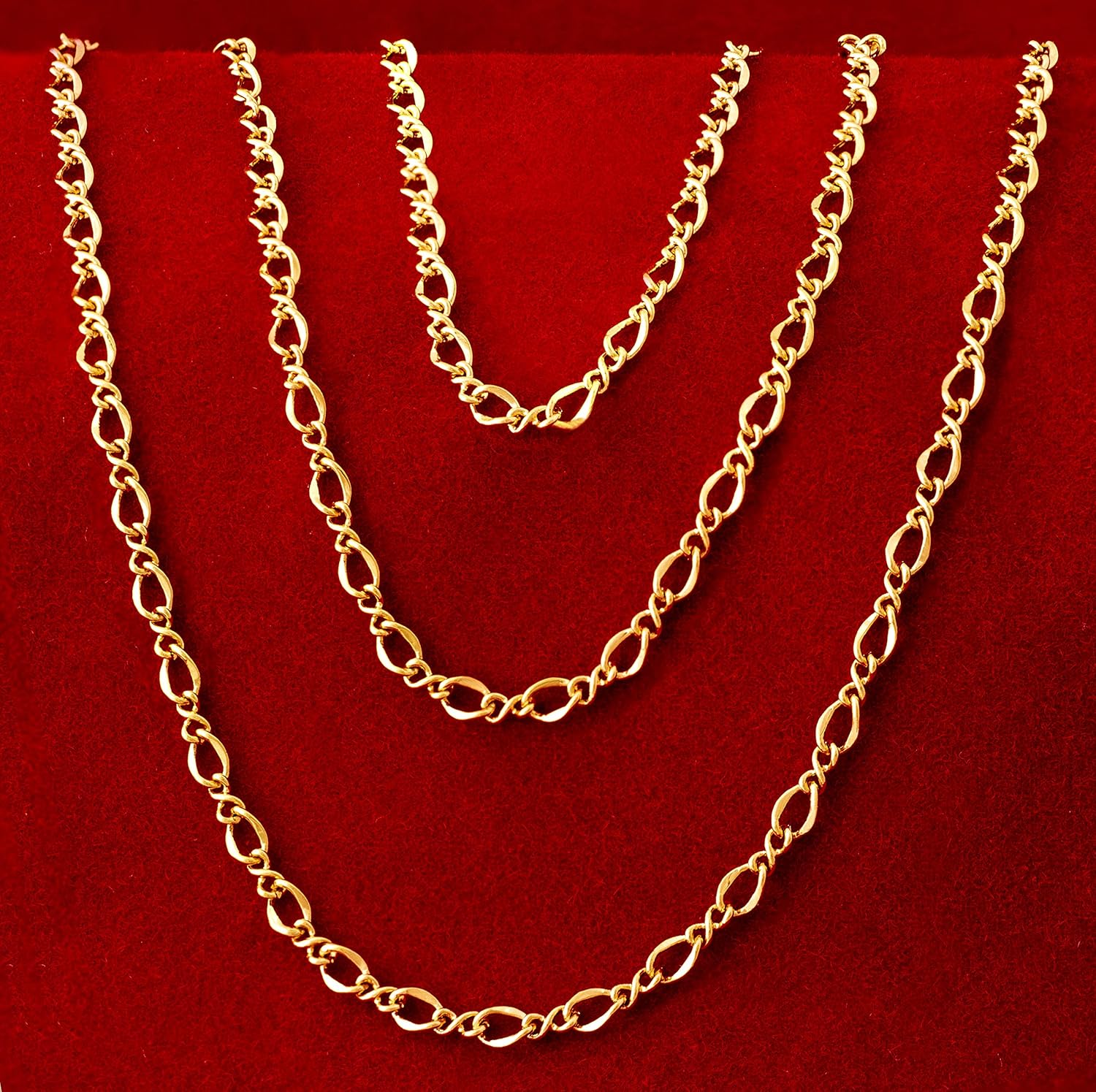 LIFETIME JEWELRY 2.5mm Italian Figaro Chain Necklace 24k Real Gold Plated - Image 3