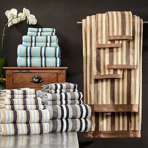 Miniatura 9 de Superior colección de lujo de toallones a rallas, 100% algodón