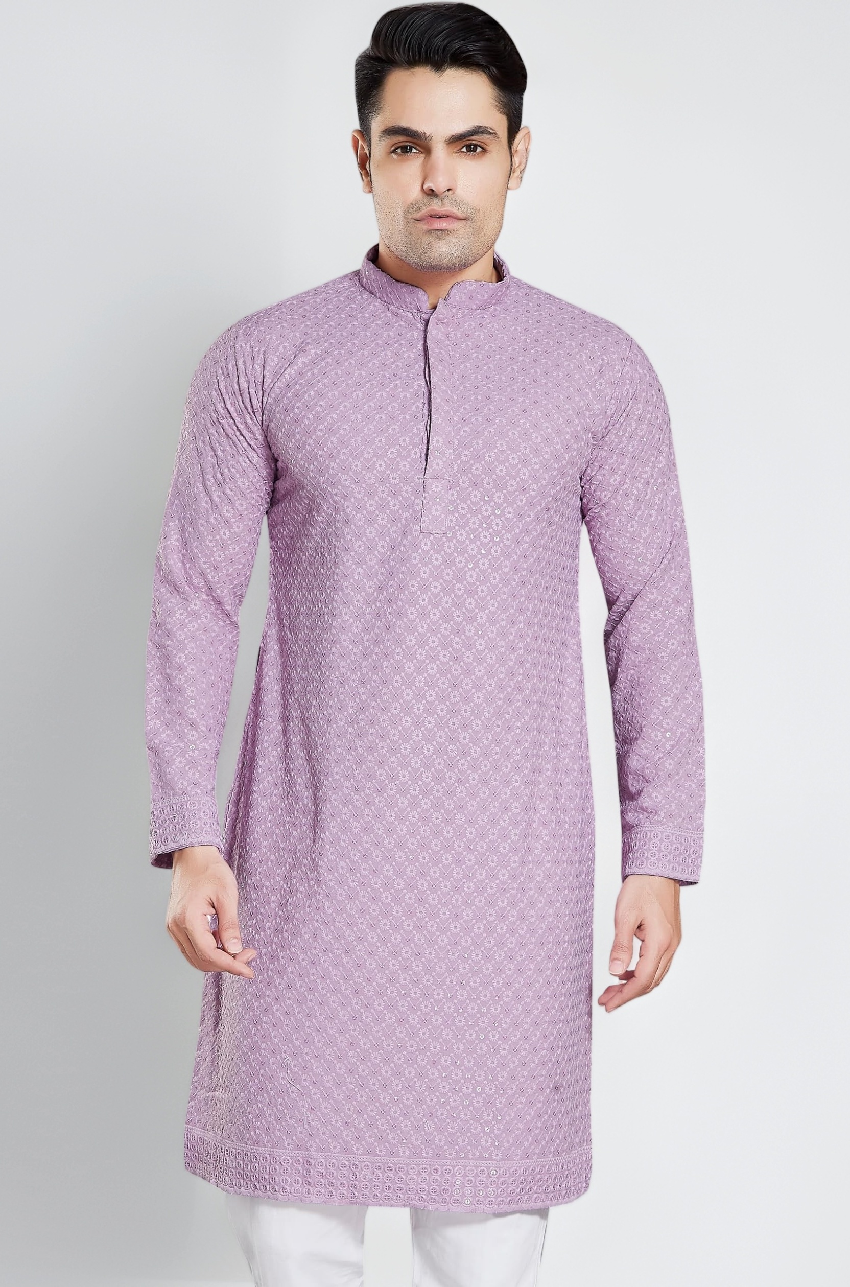 DIVISIVE Men's Sequince Embroidered Cotton Blend Only Slim Fit Kurta