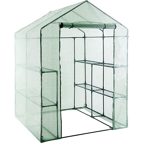 Walk in Portable Garden Greenhouse Mini Plants Shed Hot House with 3 Tiers