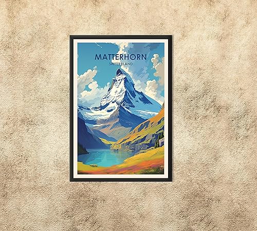 Miniatura 2 de Matterhorn Travel Poster, Switzerland Poster, Matterhorn Poster, Matterhorn Print, Illustration Art, Travel Prints, Wall Decor