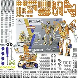 MALUVRIAN Conjunto de montagem para meninos e meninas, kits de metal para adultos, adolescentes e crianças avançadas, montar um robô ou uma escavadeira, brinquedos educativos, kit de construção de