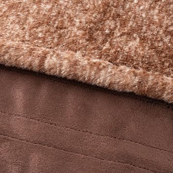 Berkshire Blanket Heated Throw Blanket, Grace Fur to Loftmink Reversible Electric Throw with 4 Heat Levels, Fast Heating Printed Throw for Couch and Bed, Auto Shut-Off Feature (50x60)