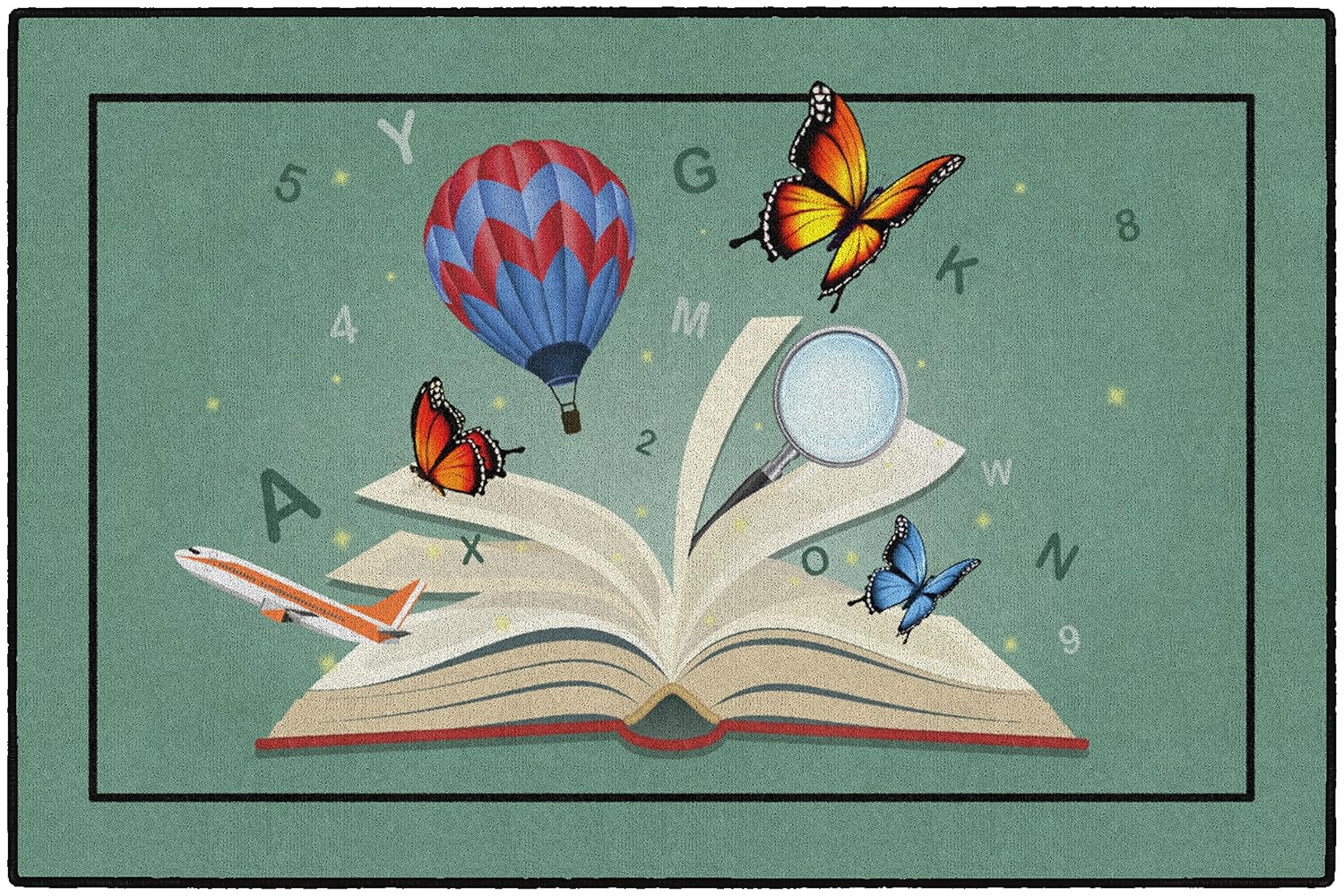 Flagship Carpets Explore Through Reading Children's Educational Area Rug for Kids Bedroom Mat, Home Play Room or Classroom Carpet, 3' x 5', Multicolor