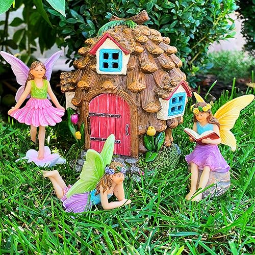 Miniatura 9 de Mood Lab Fairy Garden - Kit de casa de hadas de piñas de 4 piezas - Juego de figuras y accesorios en miniatura - Decoración para exteriores o casa