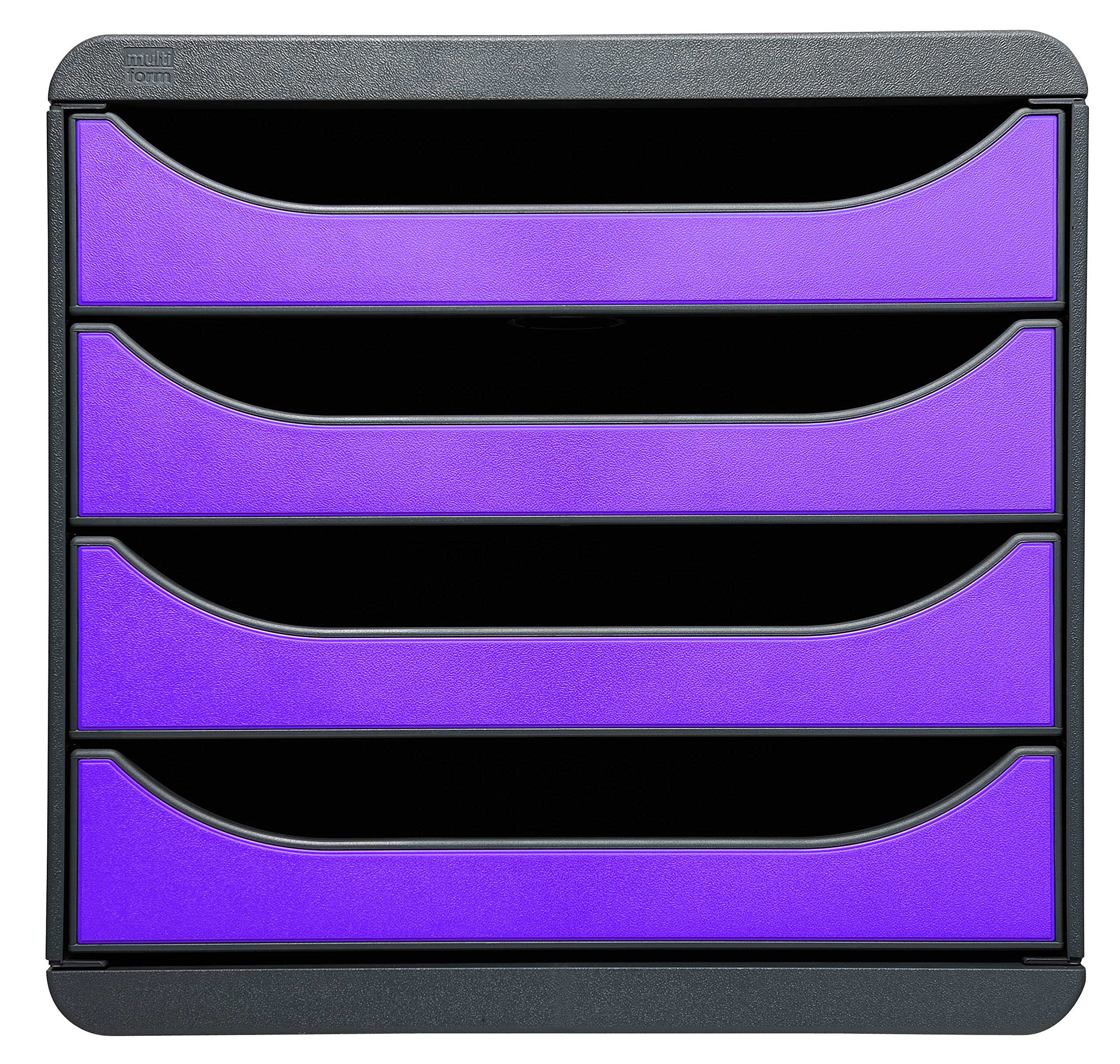 Exacompta 310720D - Módulo individual para documentos A4 + con 4 cajones, ultra-rígido y con stop de seguridad - 347x278x267 mm - BIG-BOX - Negro/morado (opaco)