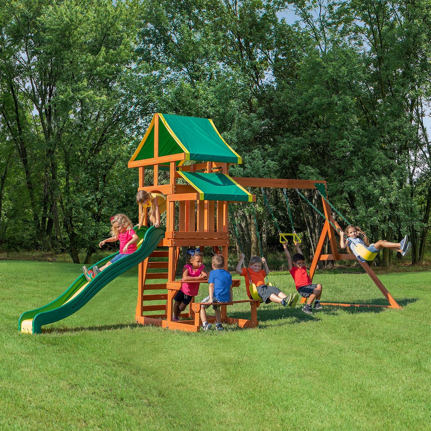 Backyard Discovery Tucson All Cedar Wood Playset Swing Set