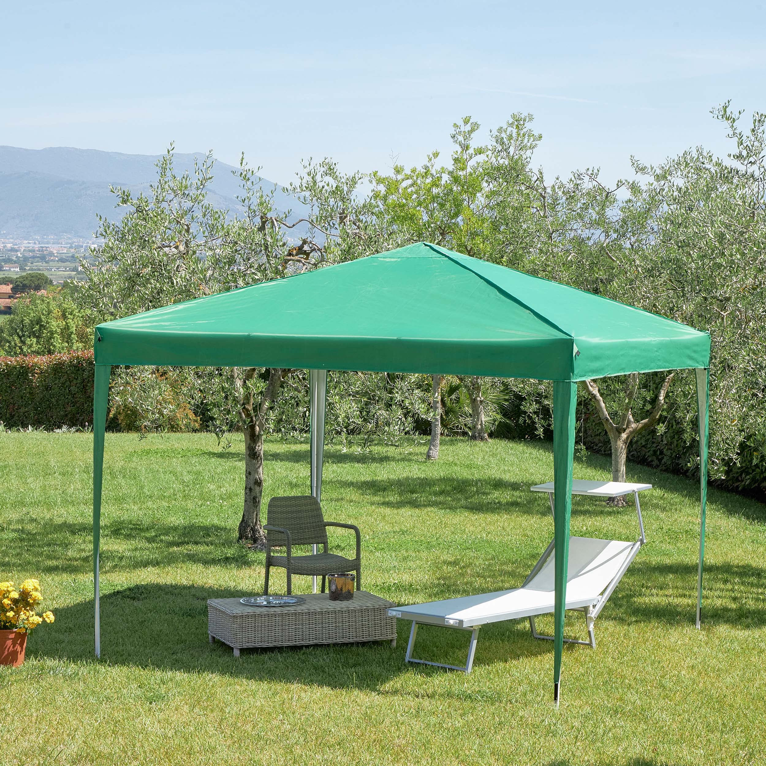 Baroni Home Gazebo da Giardino 3x3 m con 4 sacchi peso e Sacca di Trasporto, Tenda da esterno per eventi, feste e uso commerciale, Impermeabile, Pieghevole, Verde