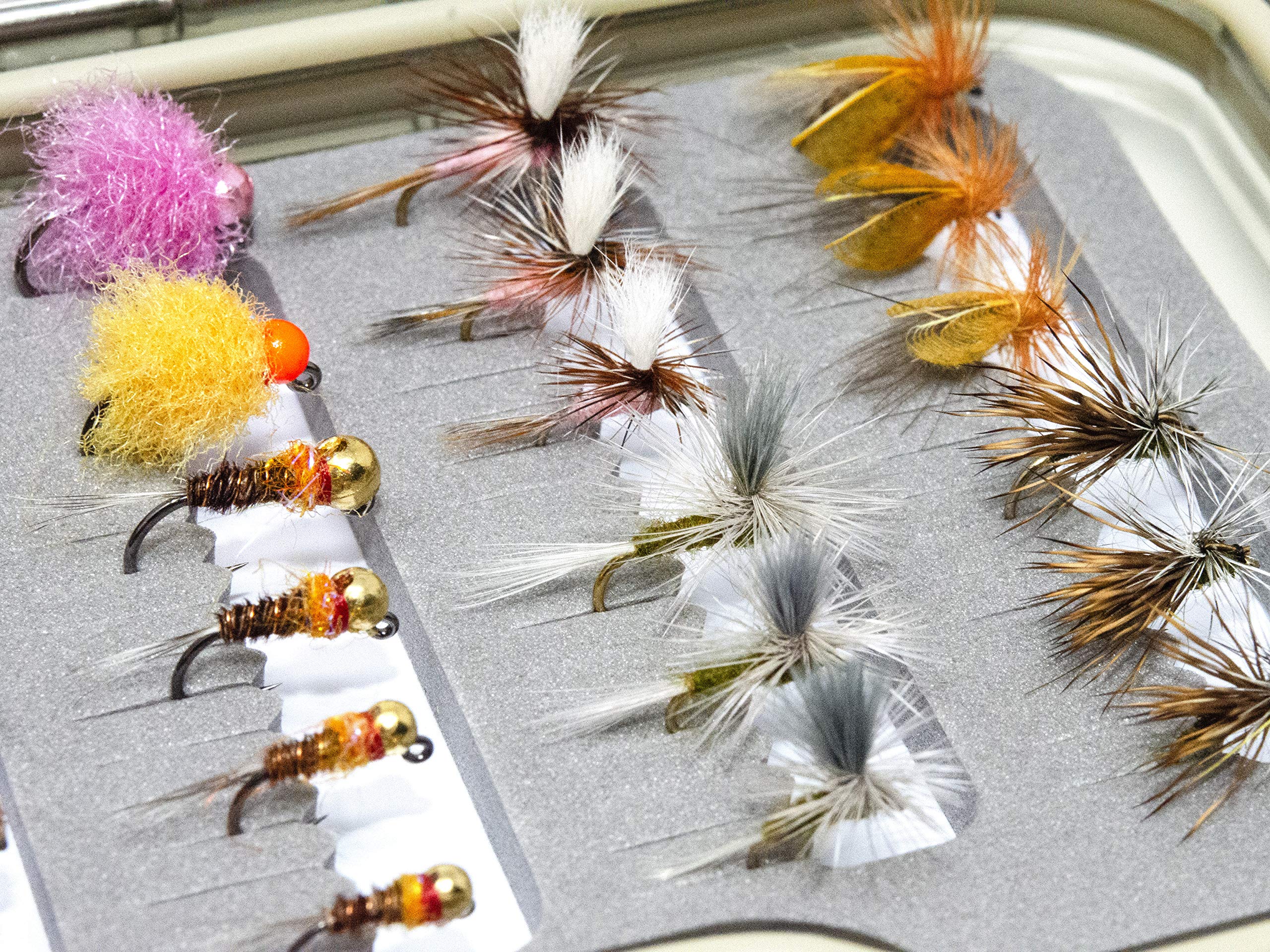 36 Favorite Fly Fishing Flies Collection | Dry Flies, Wet Flies, Nymphs Flies, Caddis | Trout Fishing Lure with 6 Tungsten Bead Nymphs