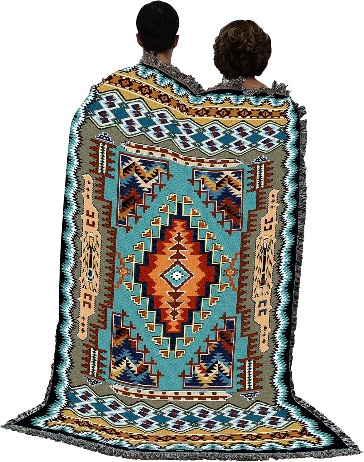Southwest Sky Cotton Woven Throw Blanket with Fringed Edges