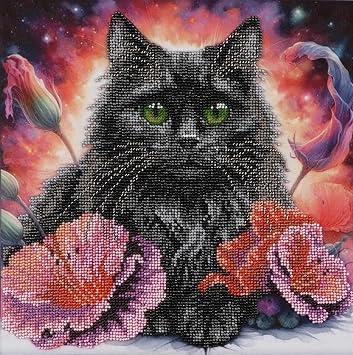 AllAboutEmbroideryUA Bead Embroidery Kit Black Cat DA-1101 | AllAboutEmbroideryUA Beaded cross stitch Animal handmade Beadwork Needlework kit