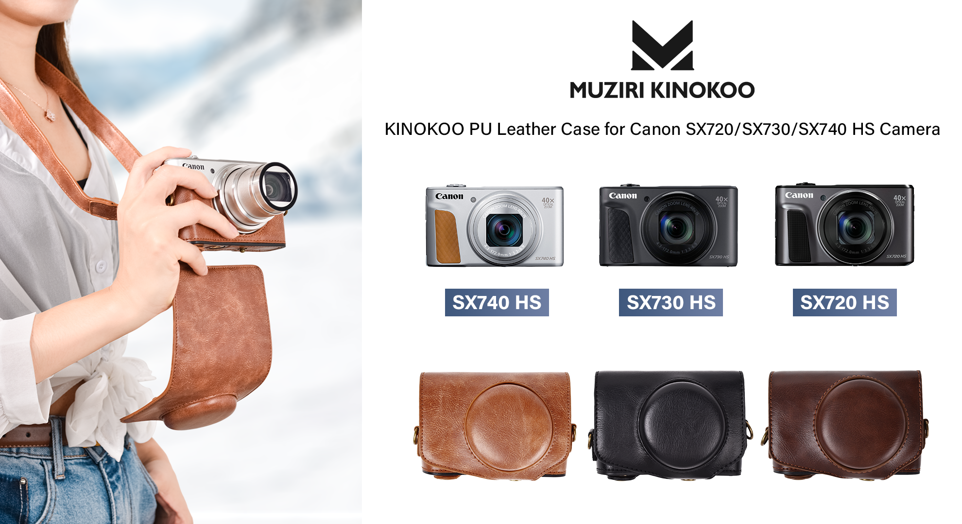 kinokoo Canon SX740 SX730 SX720 HS Case, PU Leather Camera