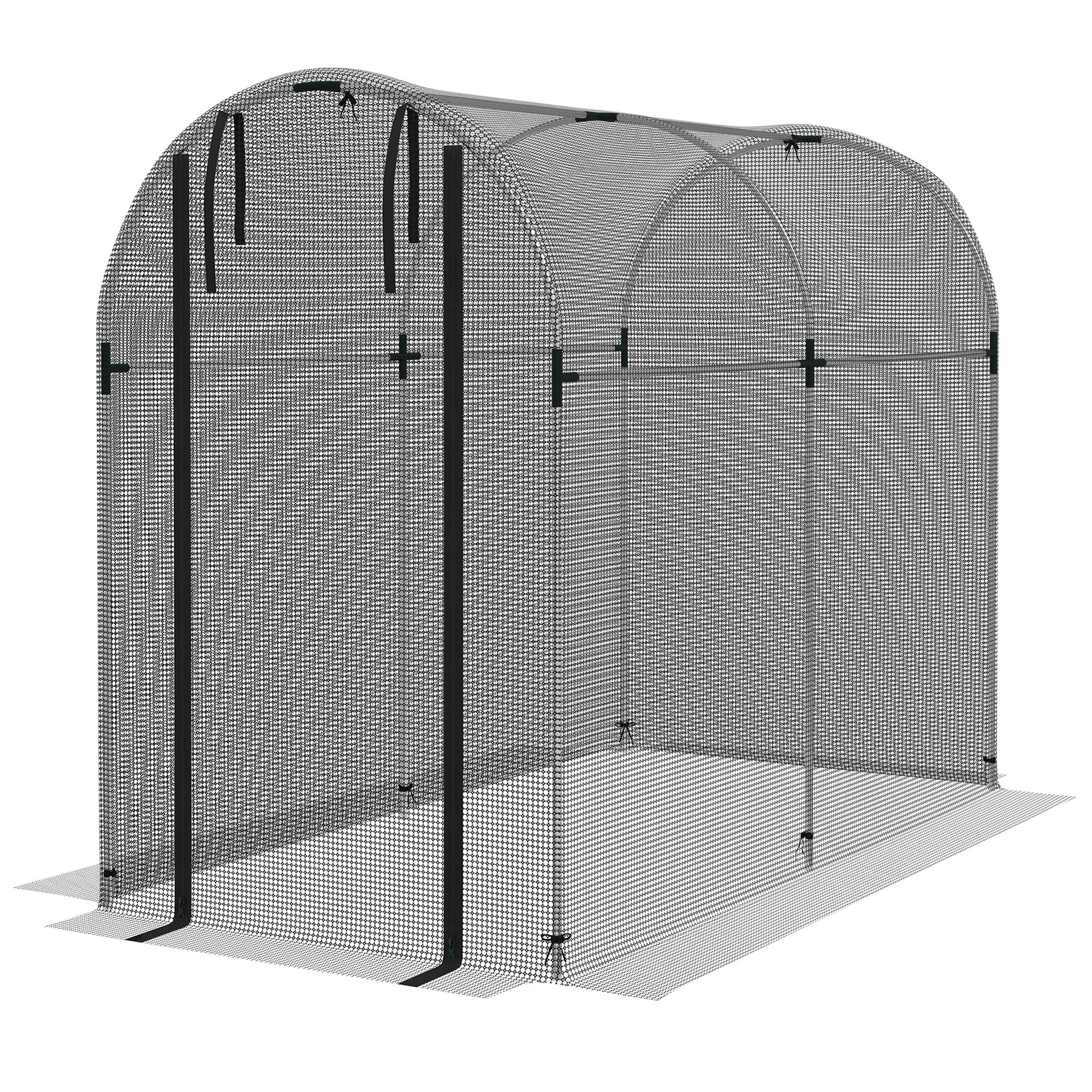 Outsunny Fruit Cage Bird Netting with Zipped Door, Anti Bird, Insects, Small Animals, Heavy Duty Fruit and Vegetable Protection Tent, 1.2 x 2.4 x 1.9m, Black