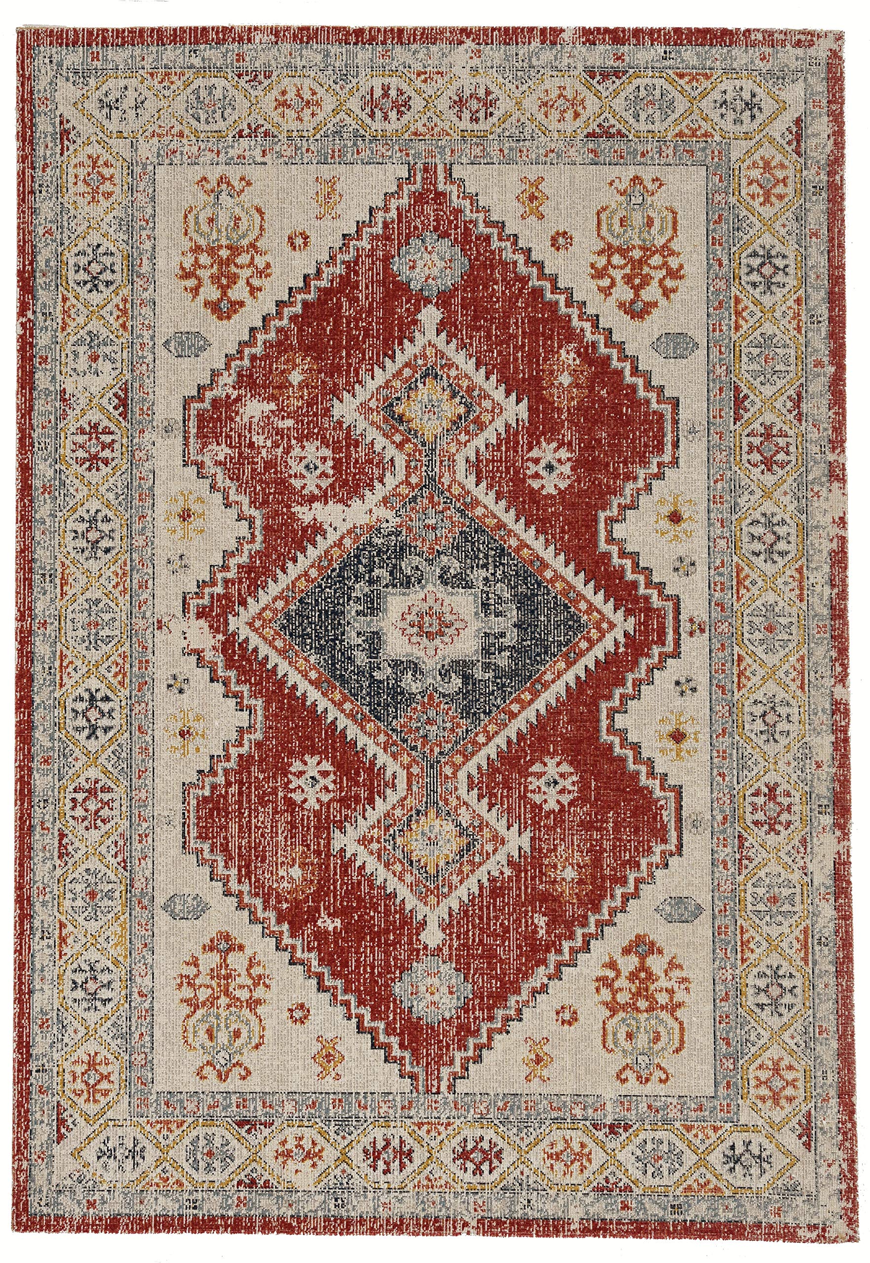 Linon Home Decor Products Plateau Coleman Flat Low Pile Ivory Rust 5 X 76 Area Rug