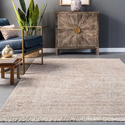 Miniatura 7 de nuLOOM Rosia - Alfombra tradicional persa con borlas, 9 x 12 pulgadas, color caqui