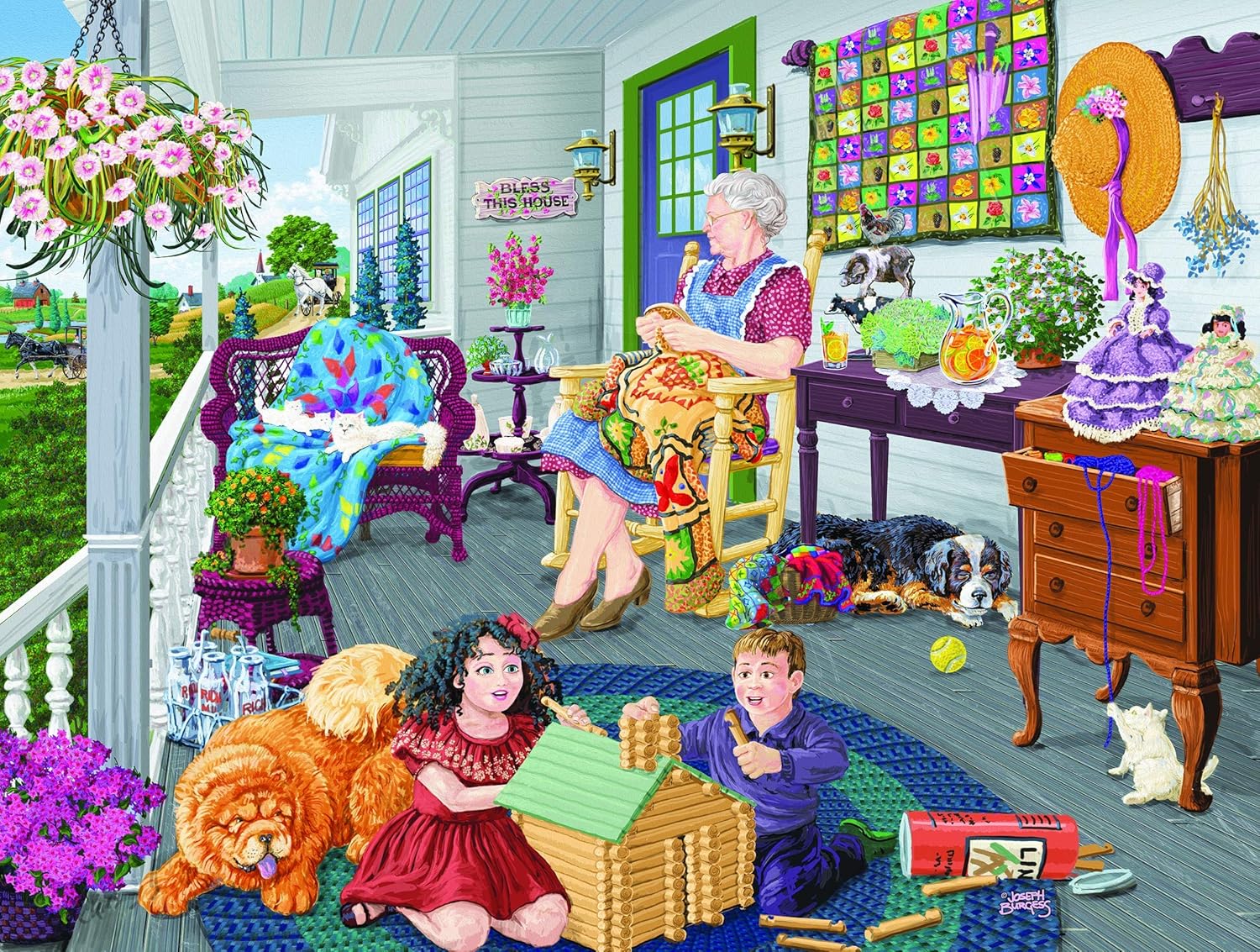 SUNSOUT INC - A Visit to Grandma's - 1000 pc Jigsaw Puzzle by Artist: Joseph Burgess - Finished Size 20" x 27" Mother's Day - MPN# 38980 - Image 3