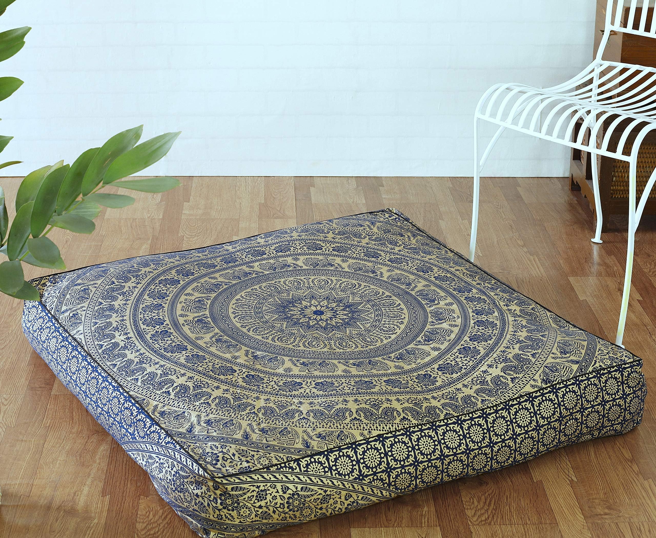 Eyes Of India Cuscino CopriFedera Rotondo Mandala, Bianco E Nero, Morbido E Lavabile, Stile Boho Hippie