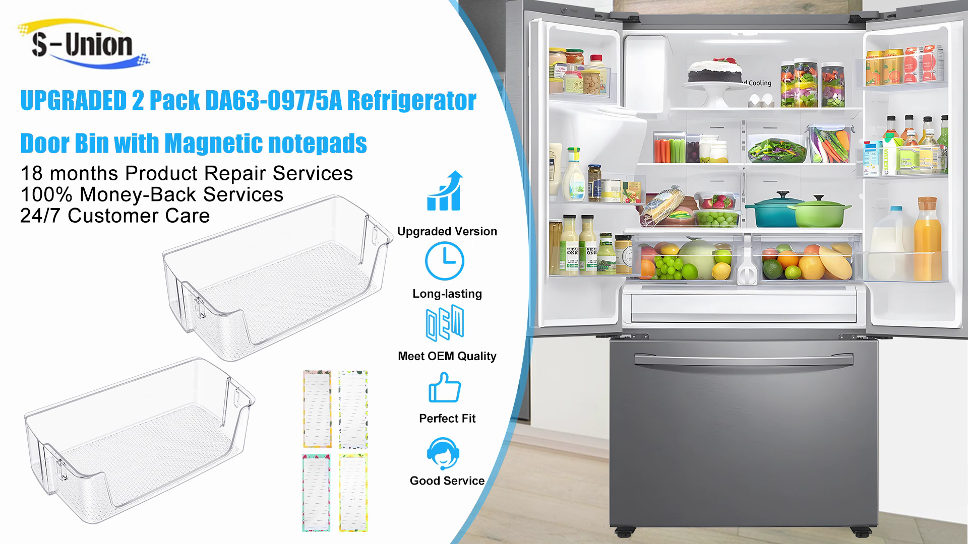 2 PACK] Upgraded DA63-09775A DA97-20984A Refrigerator Door Bin for