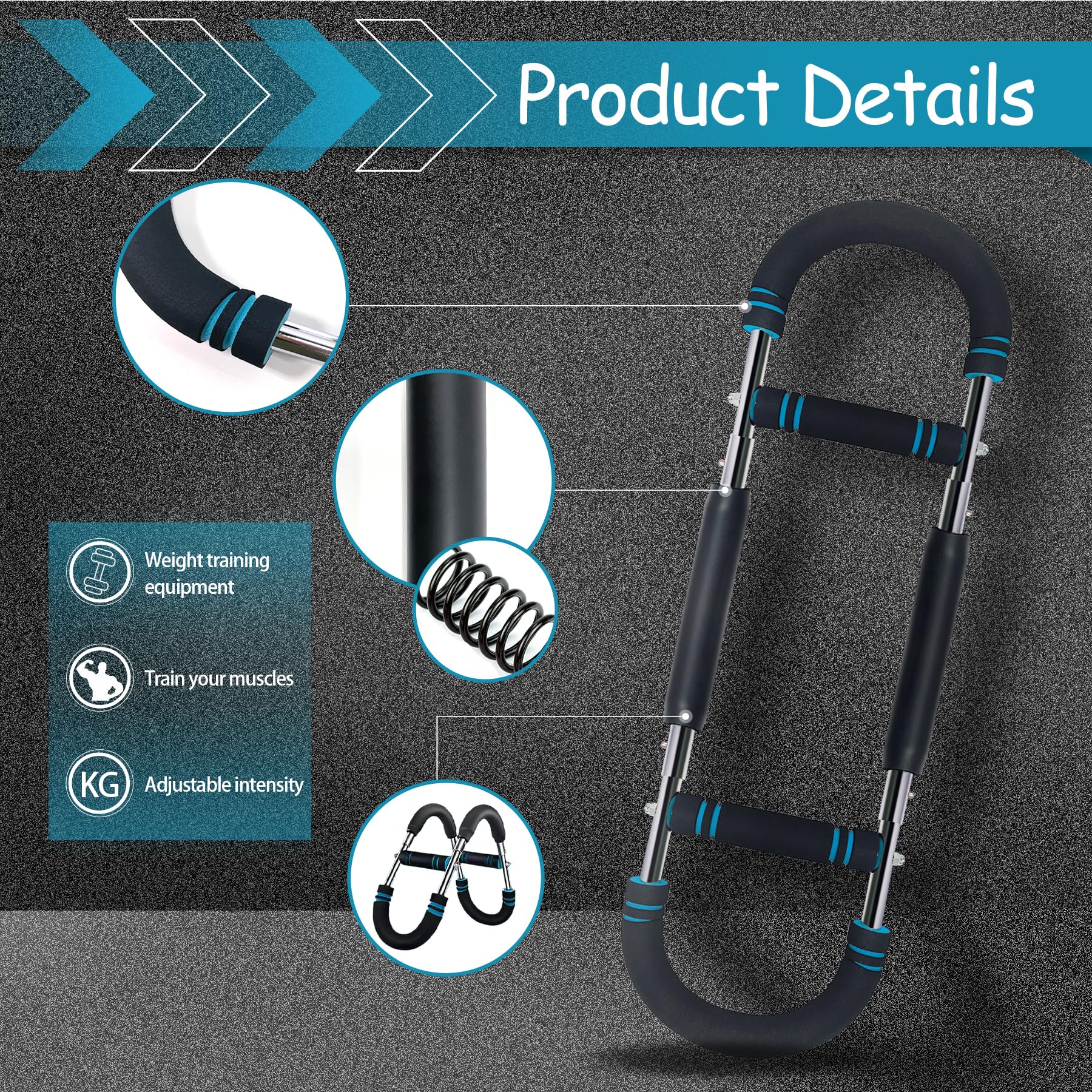 VEEKAY Twister Armtrainer,Attrezzo per Allenamento Del Torace Regolabile Da 30 a 50 Kg,Tricipiti,Spalle,Schiena,Rafforzamento Degli Avambracci,Forza del Braccio Multifunzionale a Forma di U