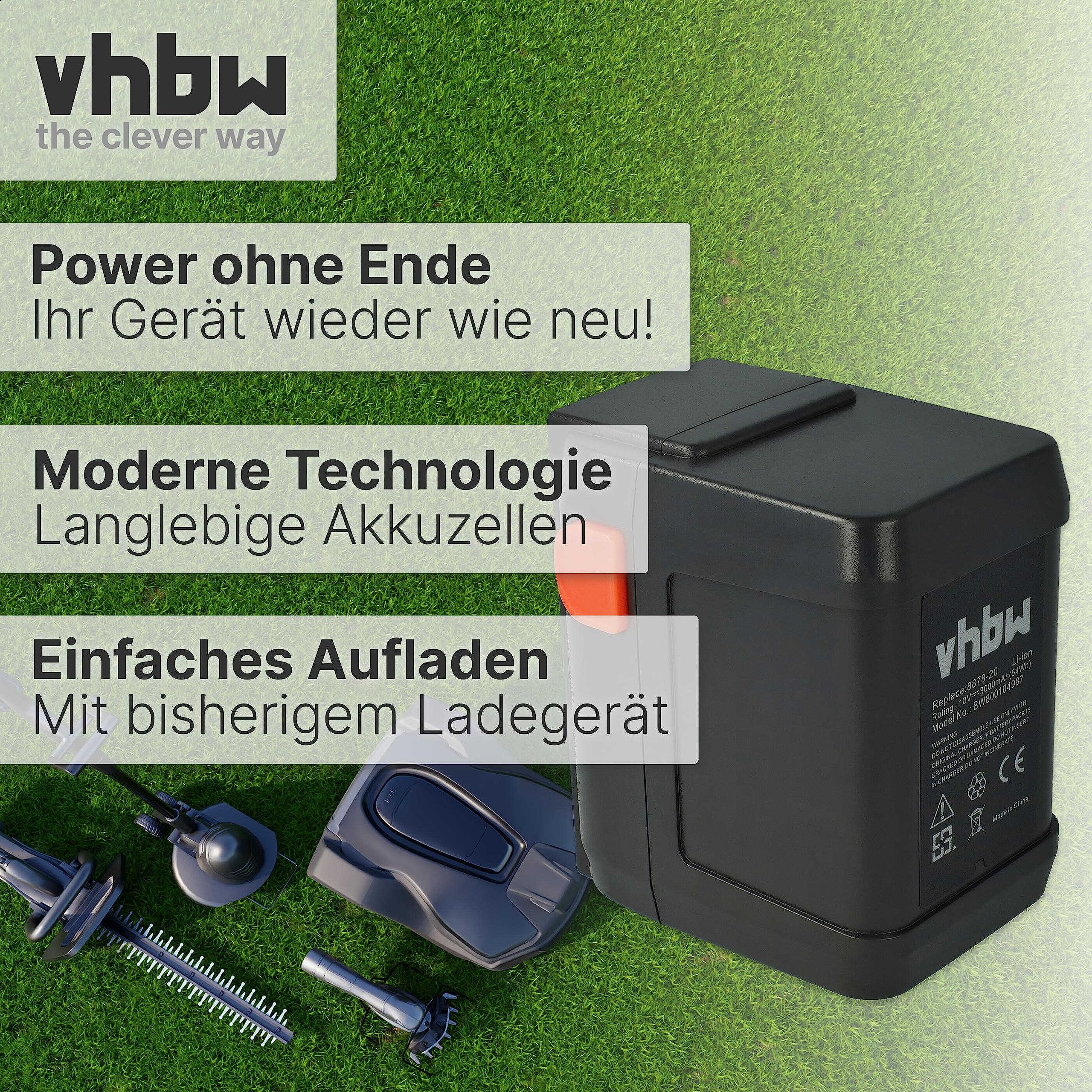 Vhbw zestaw oszczędzający 2 x akumulator litowo-jonowy 3000 mAh (18 V) do Allround narzędzia do dmuchawy Gardena Accujet 18-Li & 8835-U, 8835-20, 8839, 8839-20.