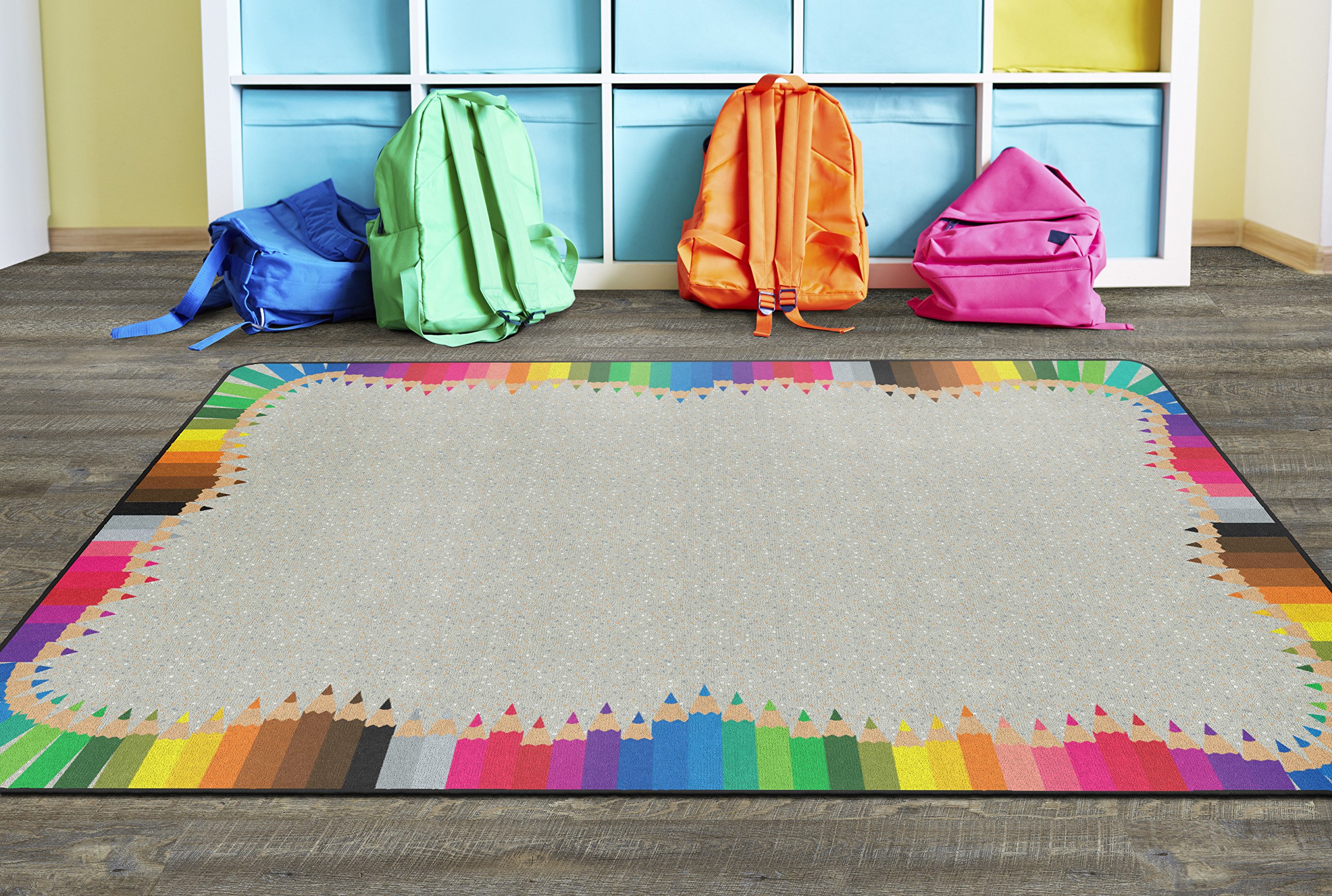 Flagship Carpets Colored Pencils Multicolor Rug for Classroom, Home Learning Area Rug, Playroom Mat, or Kids Room Carpet, 6' x 8'4