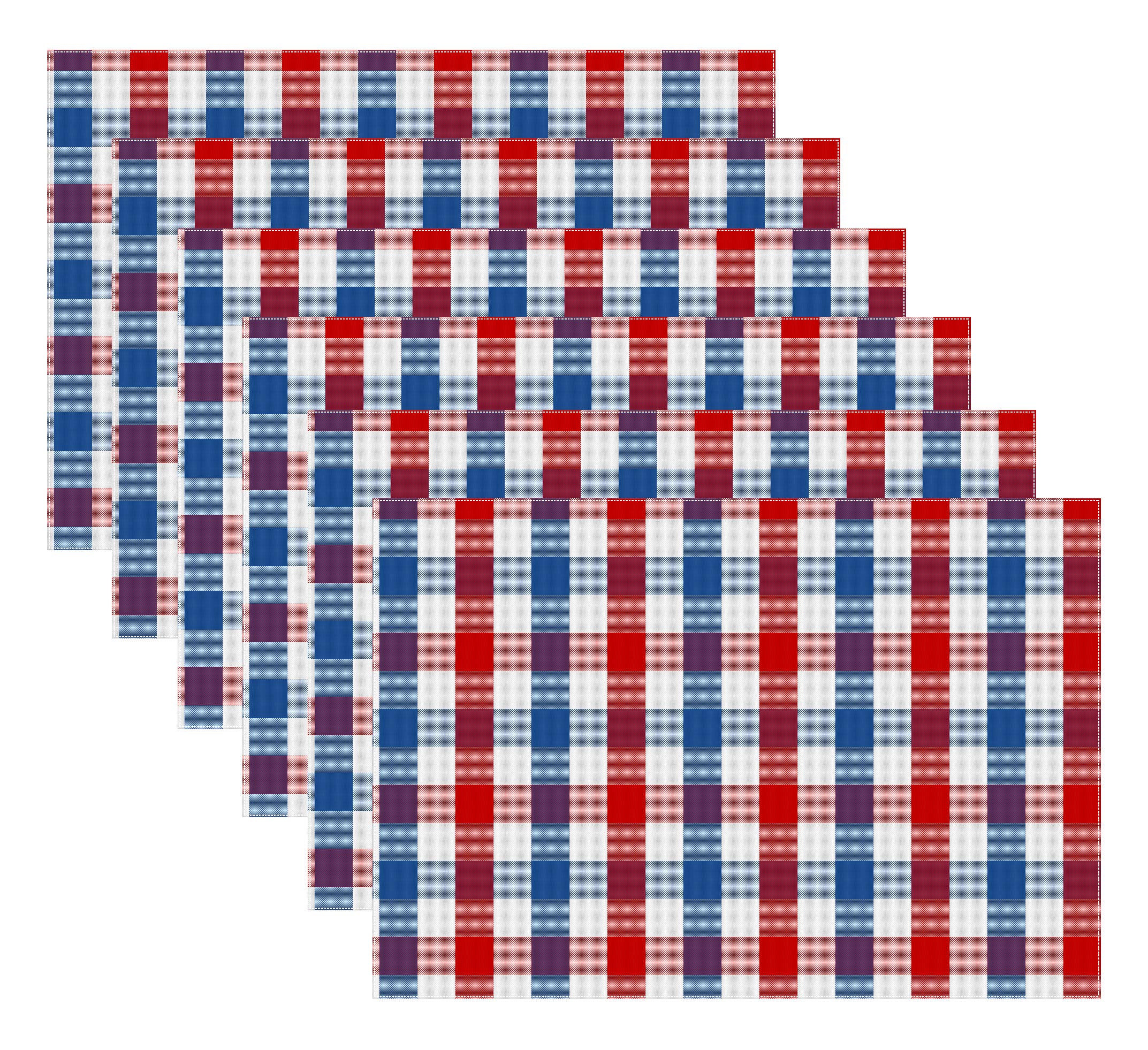 Urban Villa Placemats for Dining Table 100% Cotton Placemats 14''x20'' Oversized Tablemats Set of 6 Placemats Red/Blue/White July 4th Buffalo Check Tablemats for Family Dinner Parties