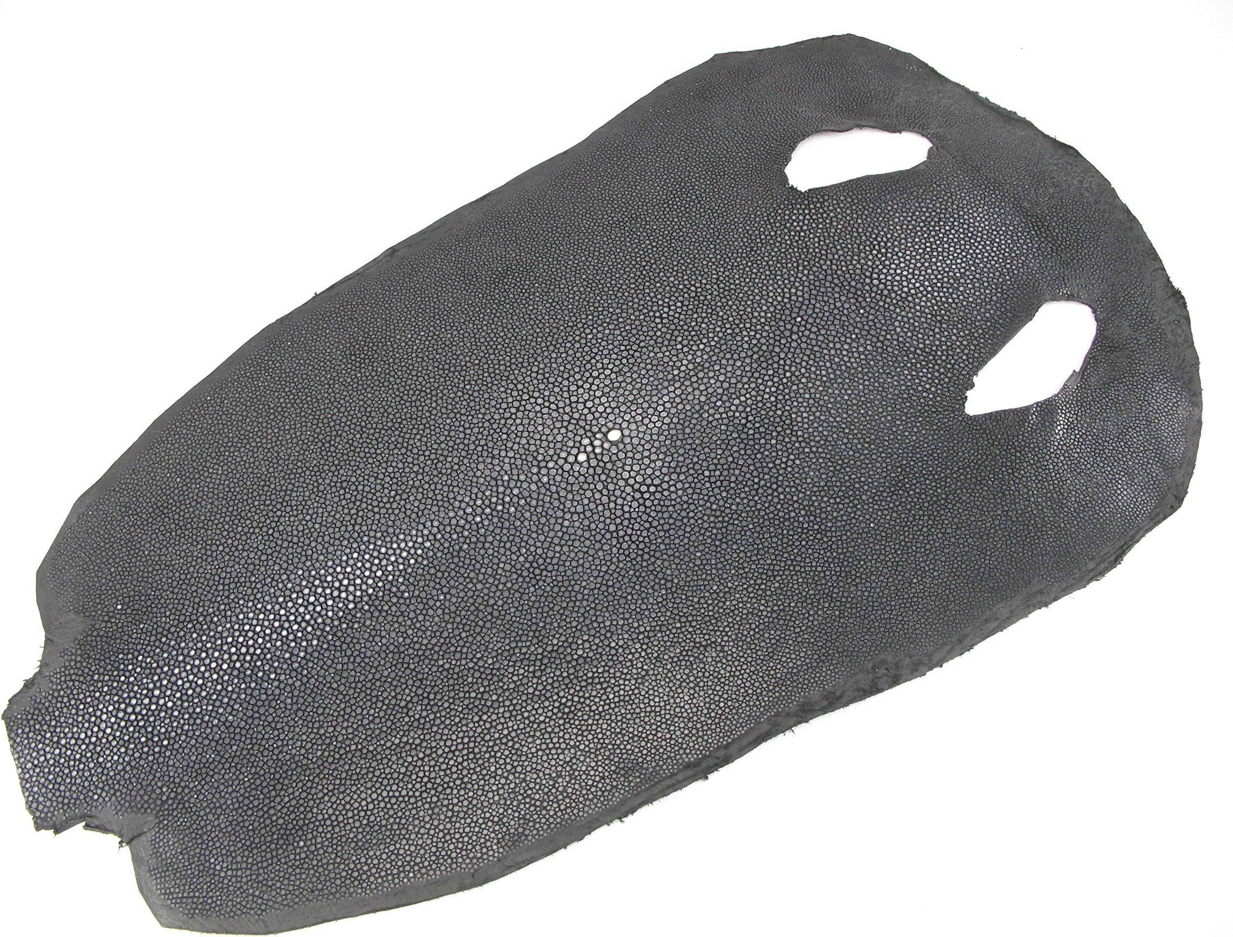 Genuine Polished Stingray Skin Leather Hide Pelt Black (8" x 14")