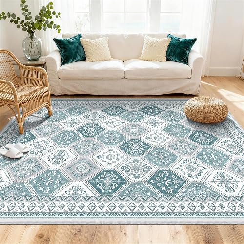 TTelephant 2x3 Washable Teal Moroccan Entryway Rug