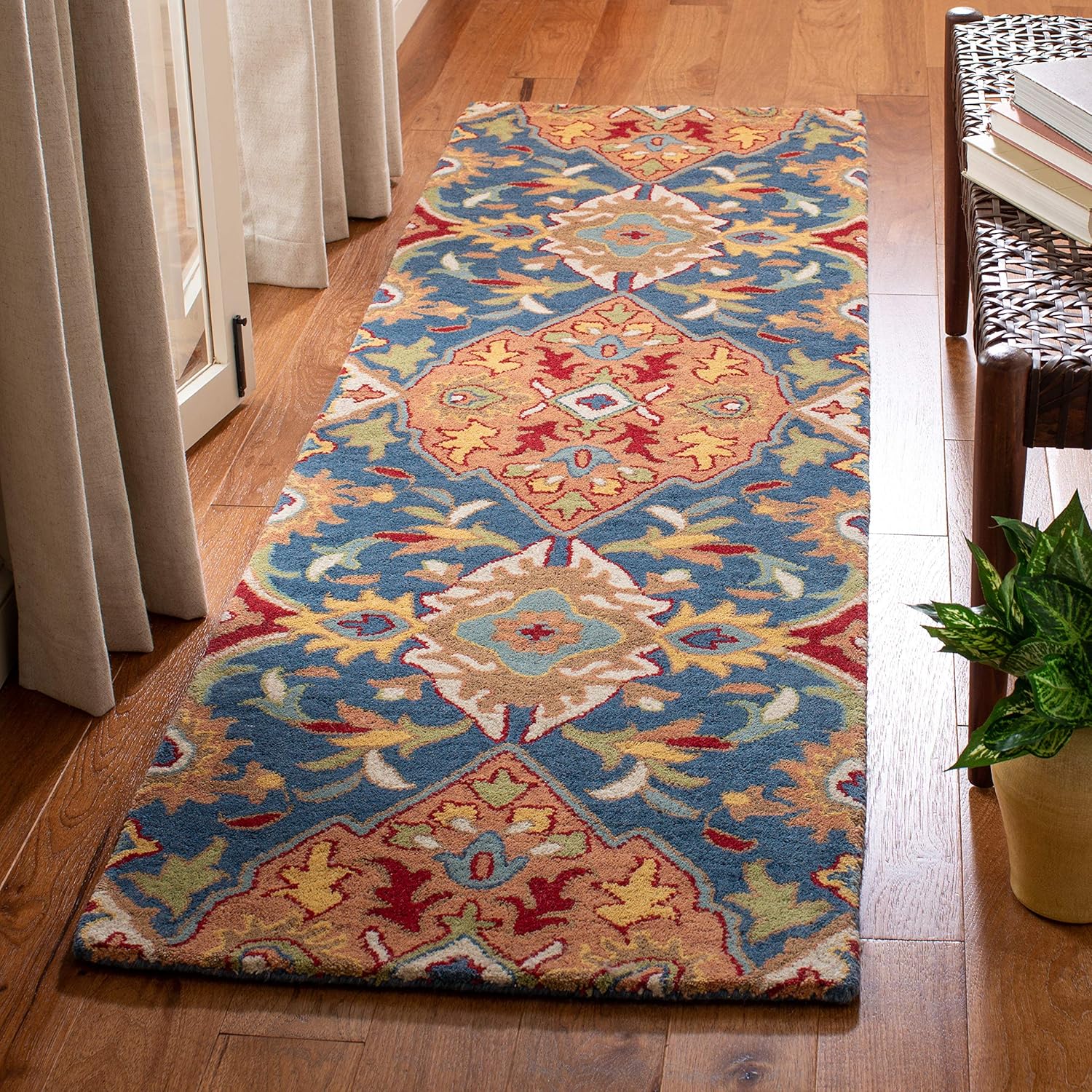 SAFAVIEH Heritage Collection Accent Rug - 2'3" x 4', Camel & Blue, Handmade Traditional Oriental Wool, Ideal for High Traffic Areas in Entryway, Living Room, Bedroom (HG653A)