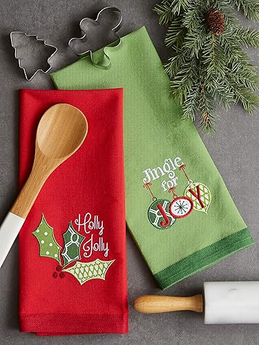 Miniatura 3 de DII Toallas de cocina navideñas para decoración navideña, 18 x 28 pulgadas, cascabel para alegría, 2 piezas