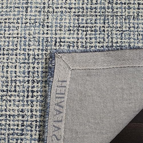 Miniatura 4 de SAFAVIEH Abstract Collection - Alfombra decorativa, 4 x 6 pies, azul marino y marfil, lana hecha a mano, ideal para zonas de alto tráfico en