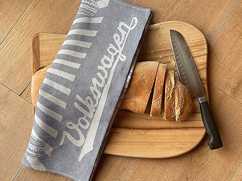 Miniatura 5 de BRISA VW Collection - Juego de 2 paños de cocina Volkswagen para secar platos, algodón y lino, diseño de autocaravana T1 (rayas sambarojo)