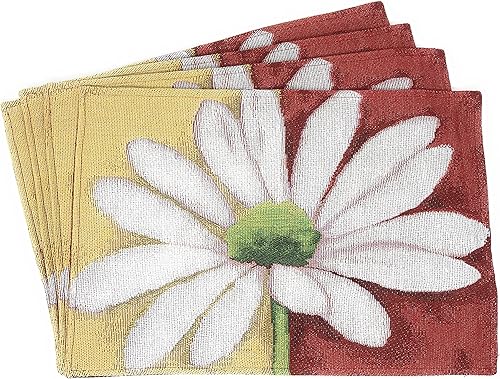 Tache - Juego de 4 manteles individuales decorativos de primavera con diseño floral de margaritas coloridas para cocina, mesa de comedor