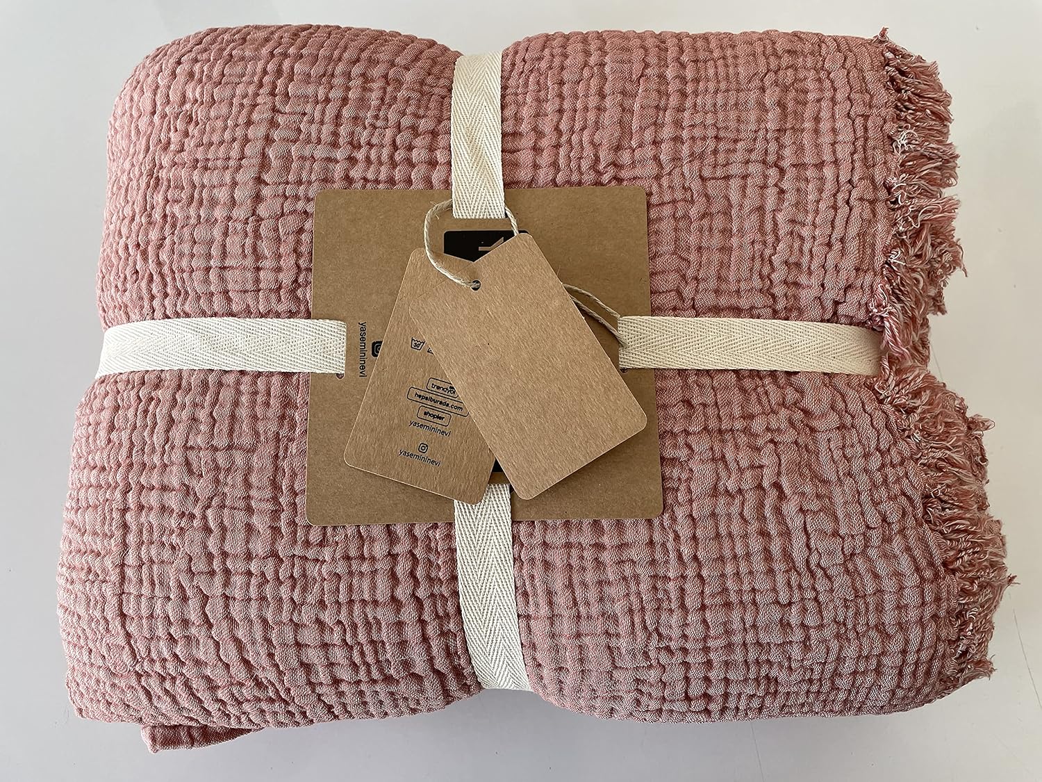 100% Muslin Cotton Pillow Shams, 4 Layers Soft Turkish Cotton Pillowcases, Pillowcase ONLY – No Blanket or Bedspread Included, Brick (King Size Two Pillowcase 20x36 (50x90cm))